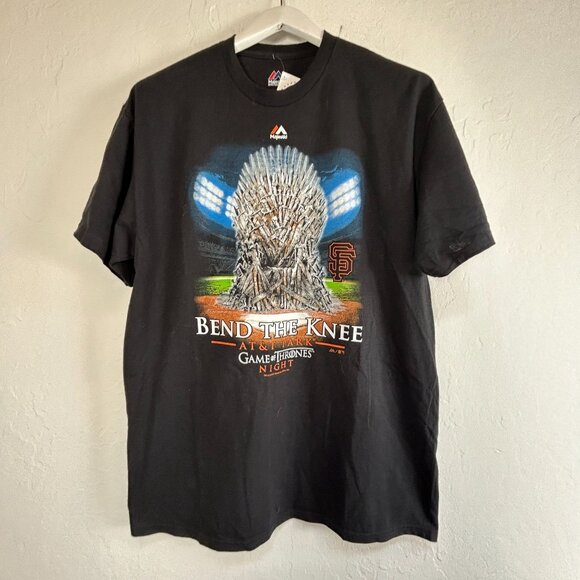 Game Of Thrones Giants Bend The Knee Night T-Shirt Majestic Black Large New - Picture 1 of 7
